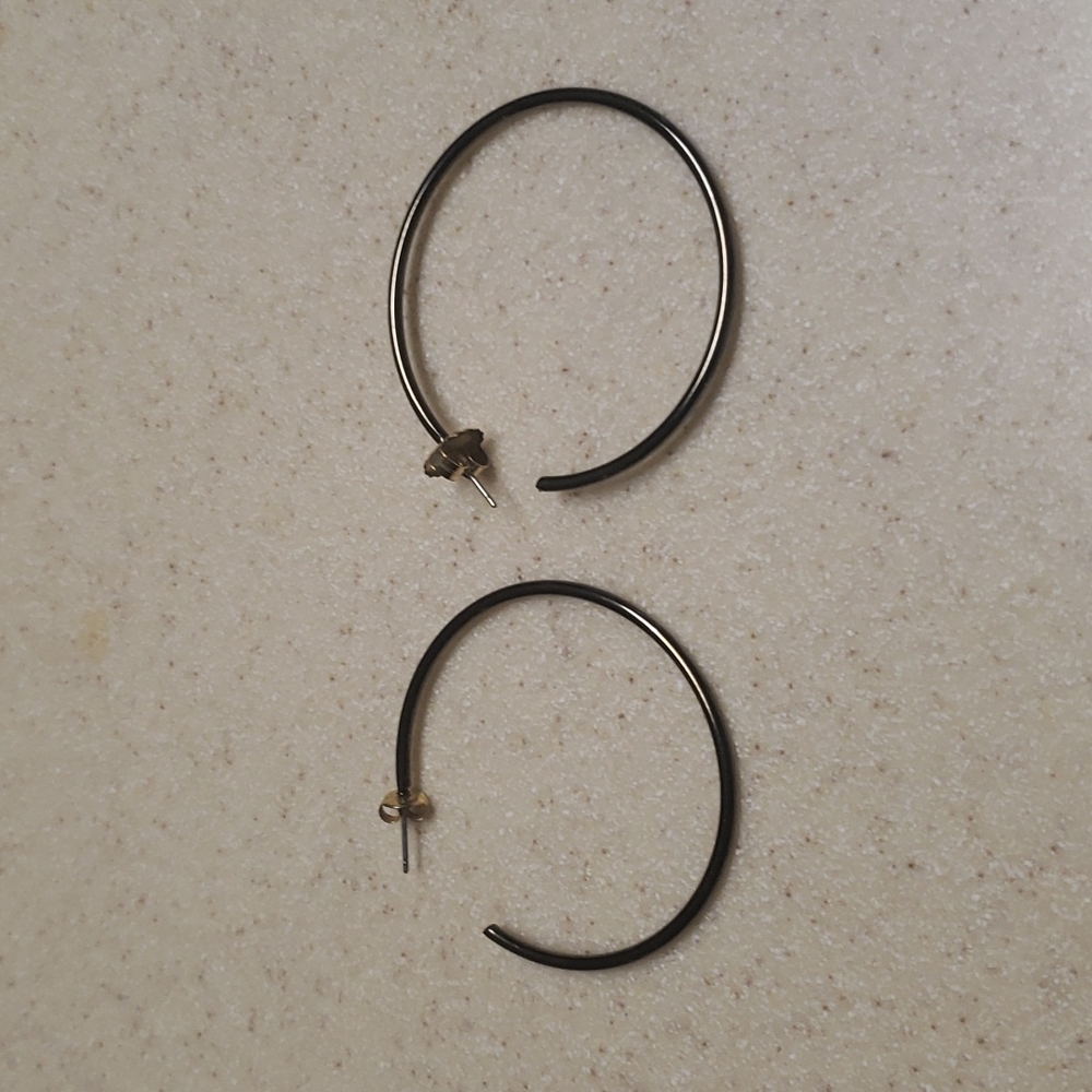 Pewter Large Hoop Earrings, EUC